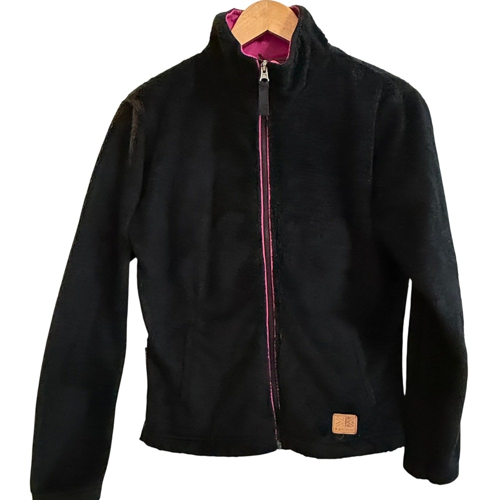 Karrimor Womens Full Zip Fleece Jacket‎ Black Pink Trim Outdoor Size 10 UK